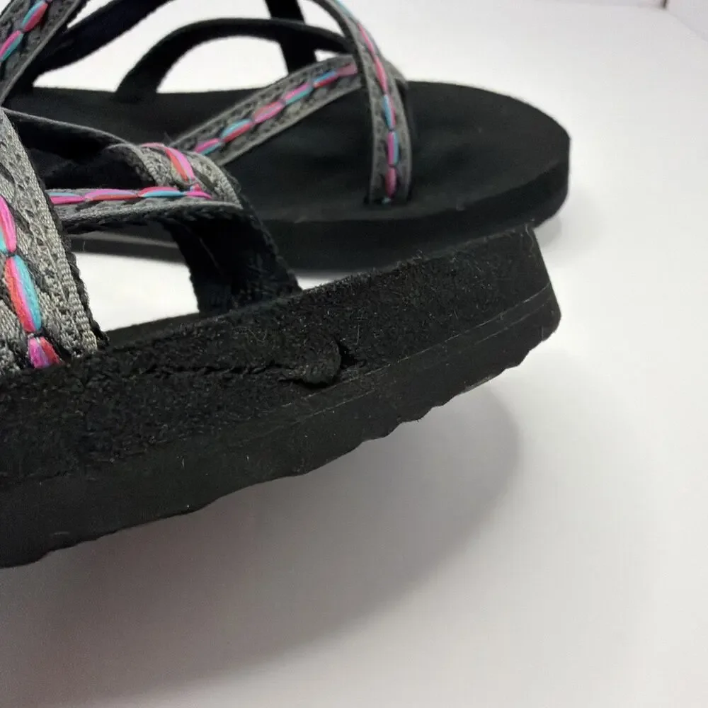 Teva Sandals Womens 9 Olowahu Casual Slip On Flip Flops Flats 6840 Black Fabric - Picture 7 of 9